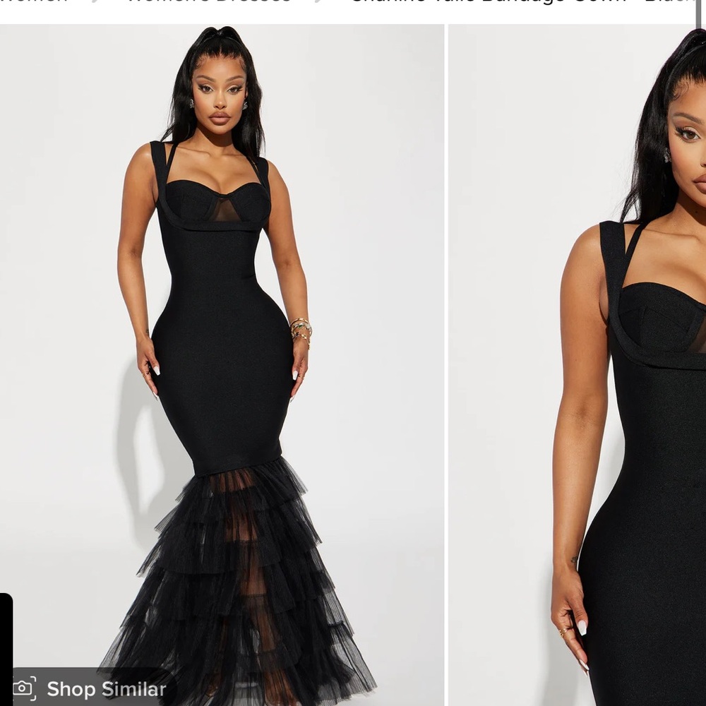 Fashion Nova Charline Tulle Bandage Gown - Black